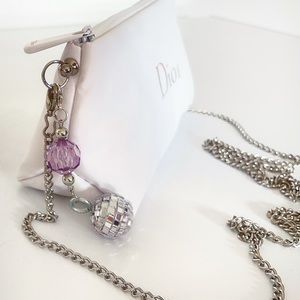 Dior makeup make up cosmetic bag neoprene purse chain keychain pouch crossbody